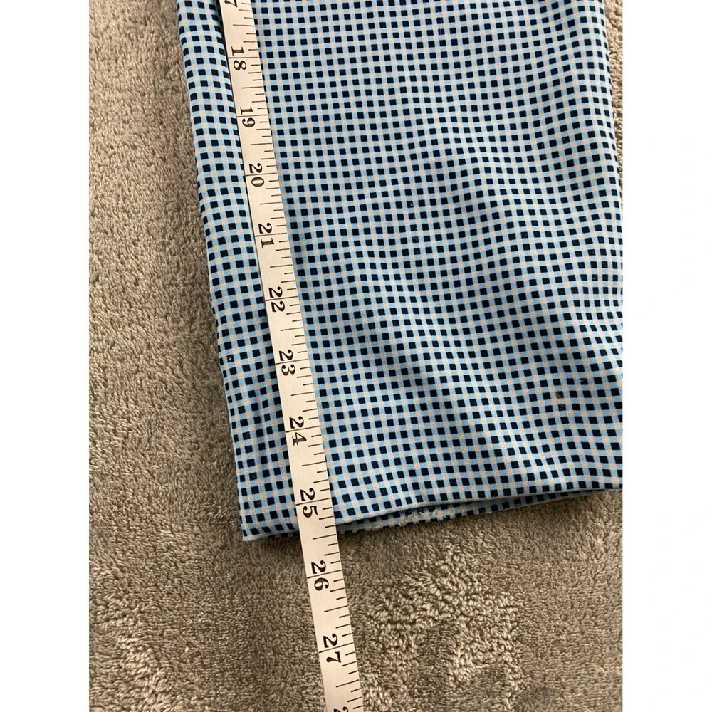 Acegole Womens Blue Gingham Golf Pants Straight Leg Pull On Trousers Size Medium